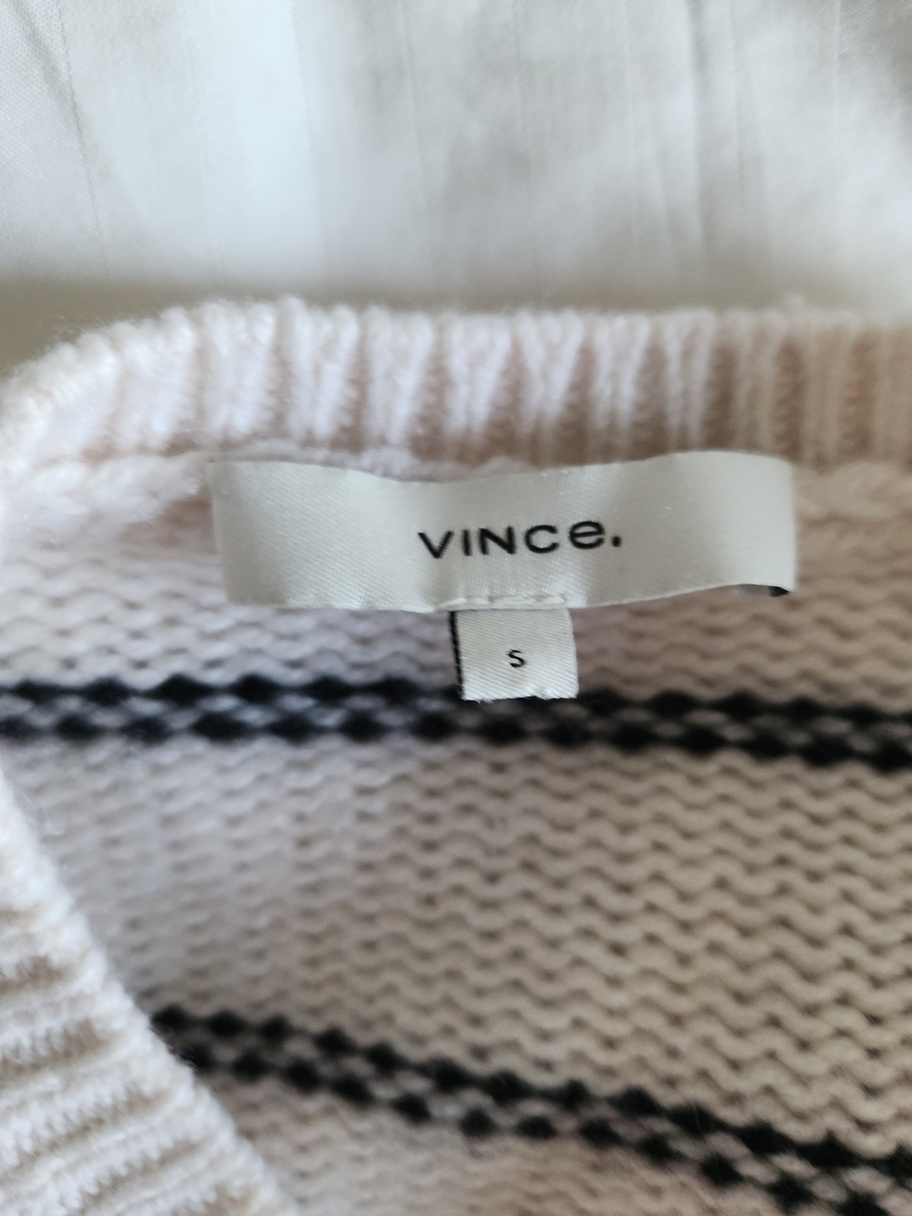 Vince Cream Crewneck Sweater with Black Stripes - Picture 5 of 10
